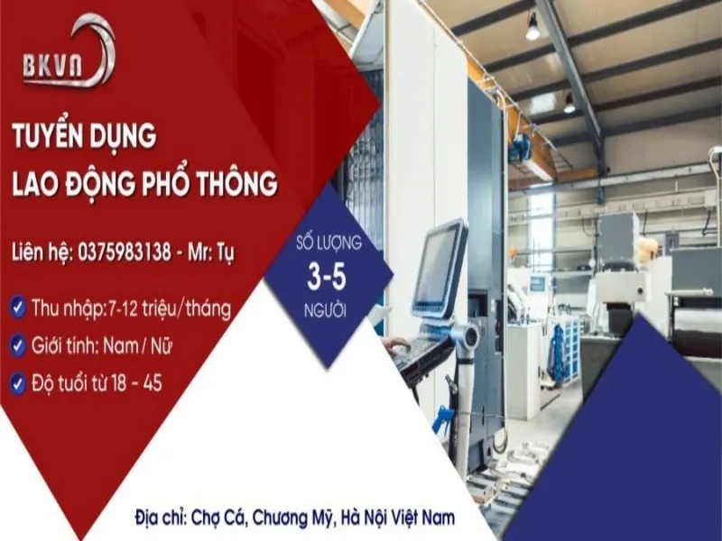 Vị trí lao động phổ thông cơ khí